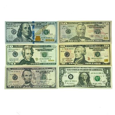 Prop Money Mix 6 Type 200 Pcs Realistic Double Sided Full Print US Dollar 
