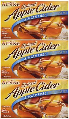 Alpine, Spiced Cider, Sugar Free Apple Flavored Drink Mix, 1.4oz Box (Pack of 3) 