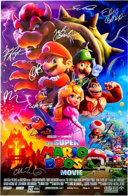 THE SUPER MARIO BROS. MOVIE Poster Signed by 13 cast with COA, AUTHENTIC
