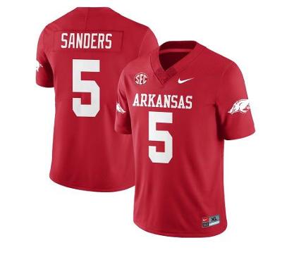 Raheim Sanders Jersey #5 Arkansas Razorback Football All Stitched Red