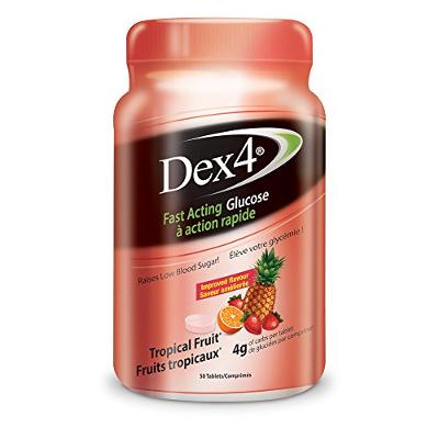 Dex4 Glucose Tablets, Fast Acting Sugar Supplement, Tropical Fruit, 50 Count Bot