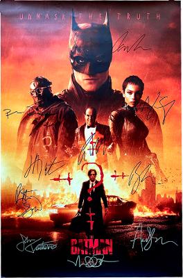 THE BATMAN MOVIE Poster Signed by 10 cast with COA, AUTHENTIC