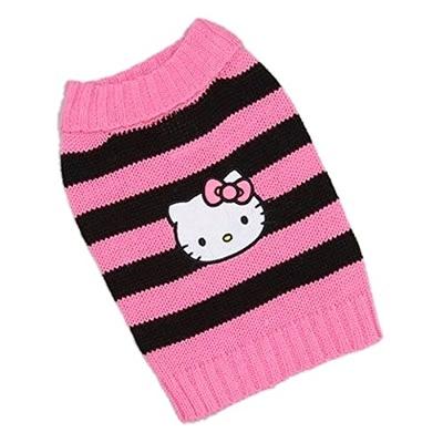 Hello Kitty Black Stripes Dog Pet Girl Sweater Medium