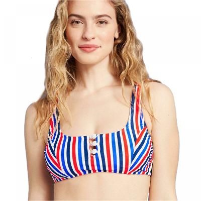 Xhilaration Women's Ribbed Button Front Top X-Large Red / White / Blue Stripe