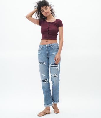 Aeropostale Real Denim Mid - Rise Ankle Boyfriend Jean Size 1 Juniors