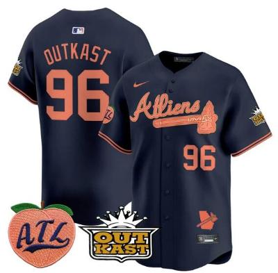 Outkast Jersey #96 Atlanta Braves Atliens Peach Vapor Premier Limited Stitched