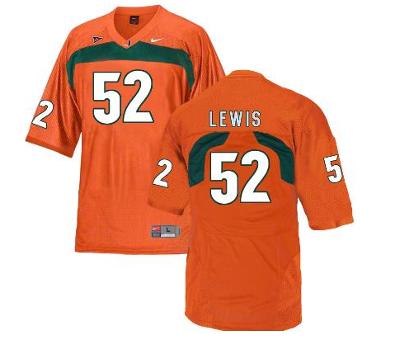 Miami Hurricanes #52 Ray Lewis NCAA College Football Jersey Orange