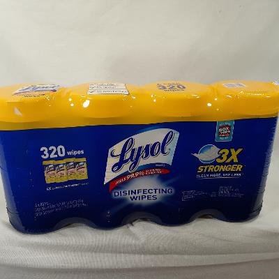 320 Lysol disinfectant wipes 3 times stronger 4 canisters