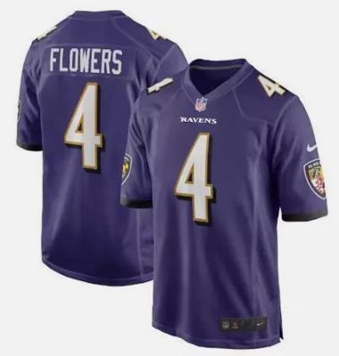 Zay Flowers Men stitched Jersey Purple