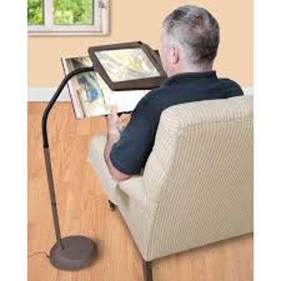 3x Portable Stand Alone Magnifying Magnifier Glass Reading Lamp with Light,Black