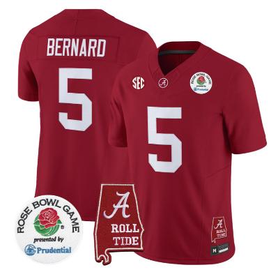 Germie Bernard Jersey #5 Alabama Crimson 2026 Rose Bowl Patch Stitched Crimson