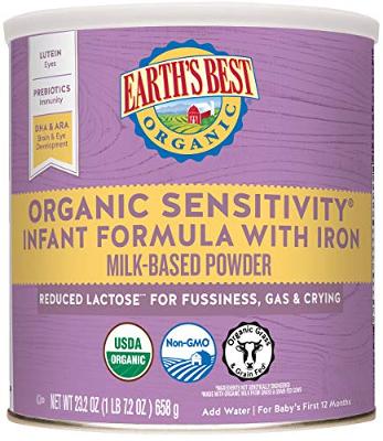 Earth's Best Organic Baby Formula, Low Lactose Sensitivity Infant Formula with I