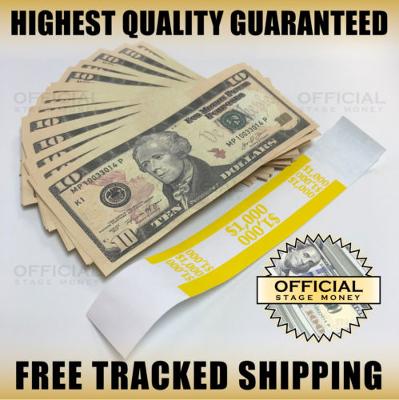100x $10 Bills Fake Prop Money Stack For Film, Movies, TV, & Music Videos 