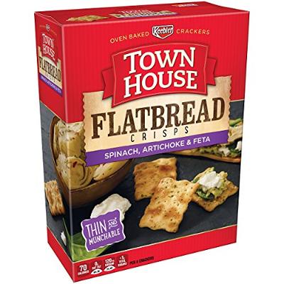 Keebler, Town House Flatbread Crisps, Crackers, Spinach, Artichoke and Feta Cheese, 9.5 oz