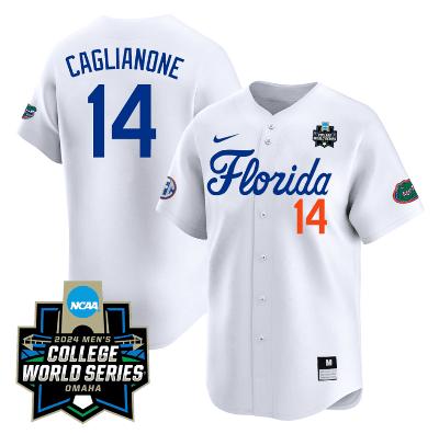 Jac Caglianone Jersey #14 Florida Gators 2024 World Series NCAA Florida White