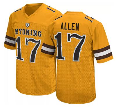 Men's Wyoming Cowboys Josh Allen #17 Gold College Football Jersey Stitched