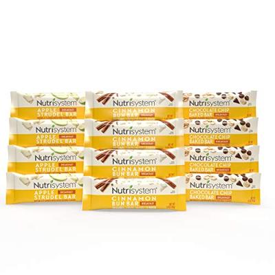 Nutrisystem Breakfast Bar Variety Bundle, 12 ct, Meal Replacement Bars for Weig