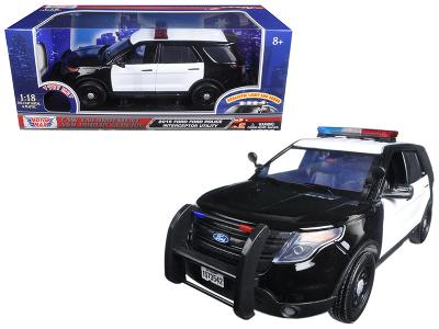 2015 Ford Police Interceptor Utility Black and White with Flashing Light Bar, F