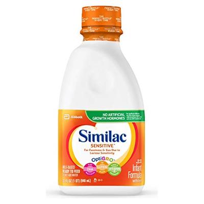 Similac Sensitive Infant Formula with Iron, Ready to Feed, 1 qt (Pack of 6)