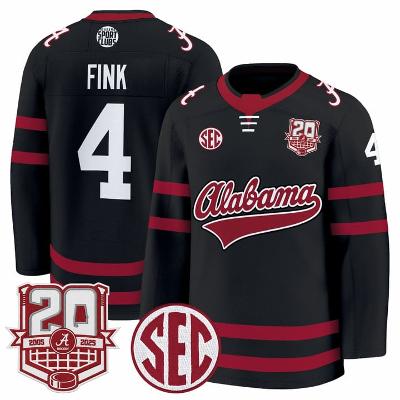 Austin Fink Jersey #4 Alabama Crimson 2025-26 20th Patch Stitched Black