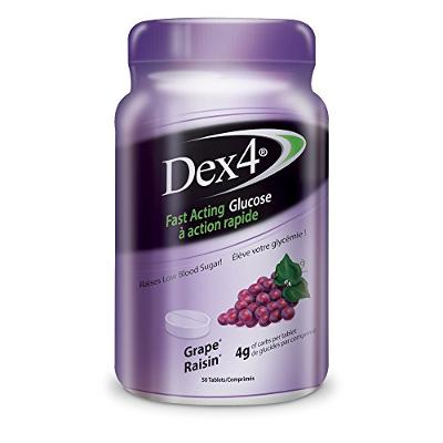 Dex4 Glucose Tablets, Fast Acting Sugar Supplement, Grape, 50 Count Bottle, Each