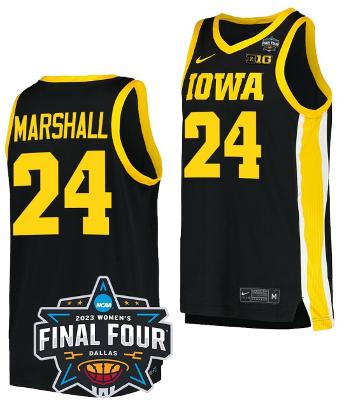 Men's Gabbie Marshall Jersey Iowa Hawkeyes Basketball 2023 National Championshi