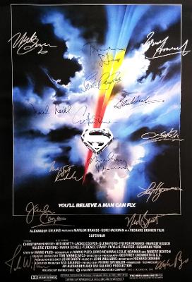 SUPERMAN MOVIE Poster Signed by 15 cast with COA, AUTHENTIC
