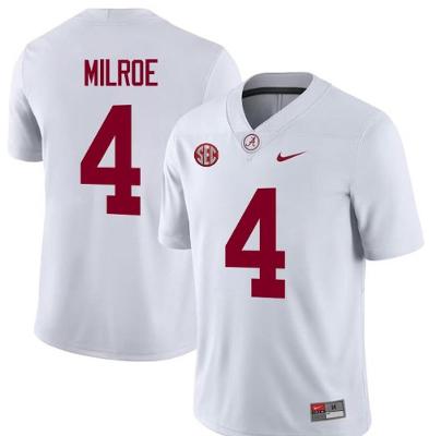 Men's Alabama Crimson Tide #4 Jalen Milroe White Stitched  Jersey
