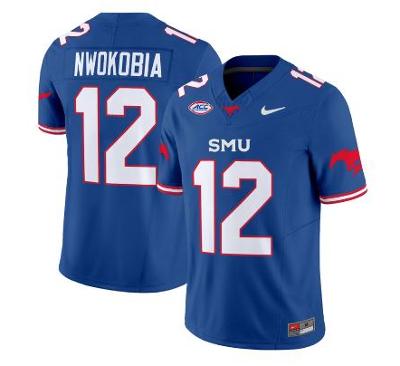 Isaiah Nwokobia Jersey #12 SMU Mustangs Icy College Football Vapor Limited Blue