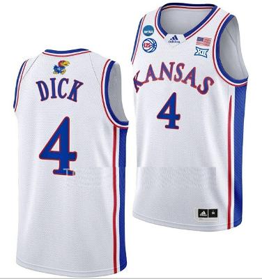 Men's Gradey Dick Jersey Kansas Jayhawks Basketball 2023 NCAA March Madness Whi