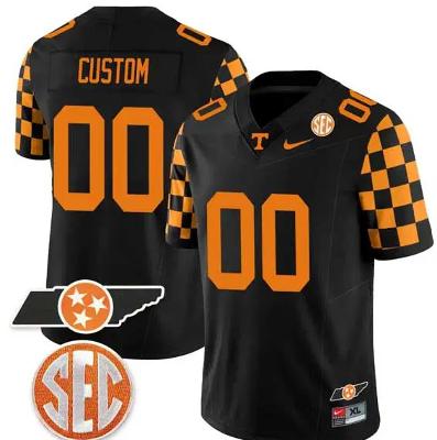 Custom Tennessee Volunteers Jersey Name and Number Checkerboard College  Black
