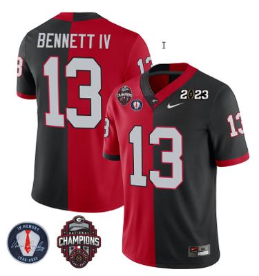 Stetson Bennett Jersey #13 Georgia Bulldogs Football 2023 Dooley Red Black 