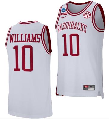 Jaylin Williams Jersey Arkansas Razorbacks Basketball March Madness White #10