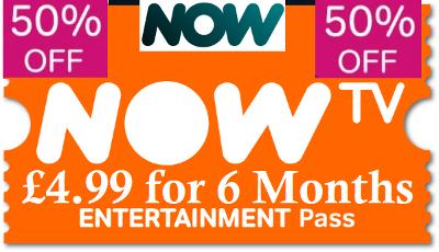 Now TV Entertainment Half Price Discount Pass Code 6 Months nowtv - Emailed