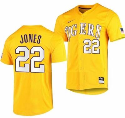 Jared Jones Jersey #22 LSU Tigers Baseball NCAA College Yellow Elite Alumni