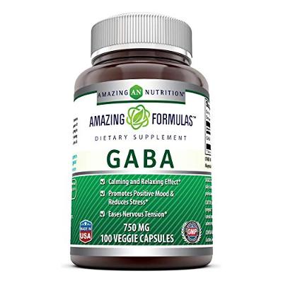 Amazing Formulas Pharma GABA - 750 Mg, Veggie Capsules (Non GMO,Gluten Free) - 