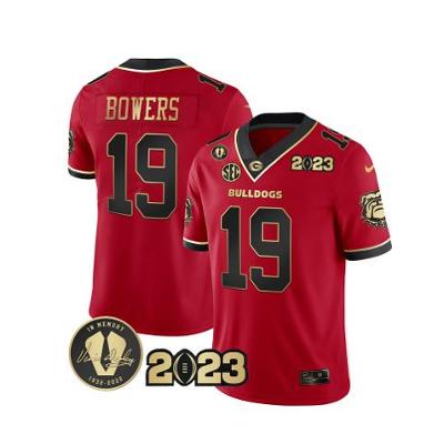 Brock Bowers Jersey #19 Georgia Bulldogs Football Black Red - All Stitched