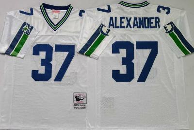 Men's  Football Seahawks Uniform #37 Shaun Alexander Jersey Vintage White Throw