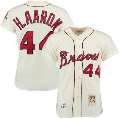 Milwaukee Braves Hank Aaron Cream 1963 Throwback Jersey