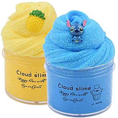 2 Pack Upgrade Pineapple Blue Stitch Cloud Slime Kit, Super Soft and Non-Sticky