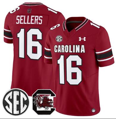 Men's South Carolina Fighting Gamecocks #16 LaNorris Sellers Garnet 2025