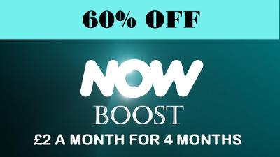 NOW TV HD BOOST 60% OFF 2 POUNDS A MONTH FOR 4 MONTHS DISCOUNT PASS CODE EMAIL