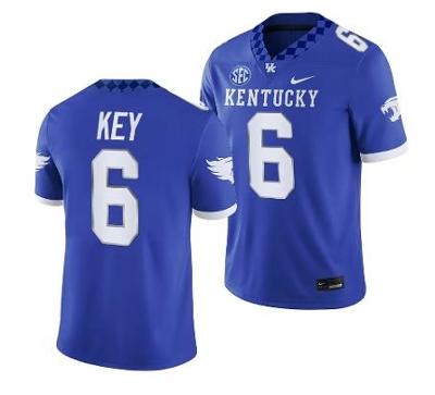 Kentucky Wildcats Dane Key Jersey #6 NCAA Football 2023 Game Home Blue