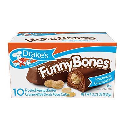 Drake's Funny Bones, 10 Twin-Wrapped Peanut Butter Creme-Filled Devils Food Cake