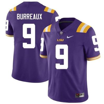 Men's LSU Tigers #9 Joe Burreaux Purple Limited Stitched College Football Jersey