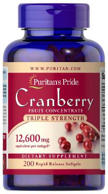Puritans Pride Triple Strength Cranberry Fruit Concentrate 12,600mg-200 Softgels