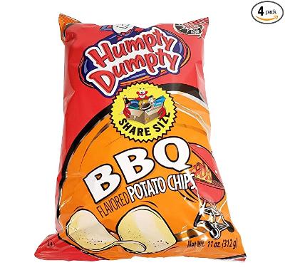 Humpty Dumpty Potato Chips, 8 Ounce, 4 Count, New Larger Family Size Bags (BBQ)