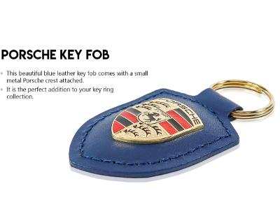 Porsche Blue Leather Keyring with Colour Crest for all Porsche Models