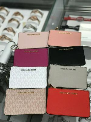 NWT Michael Kors Jet Set Leather Coin Pouch ID Wallet with Key Chain Holder 