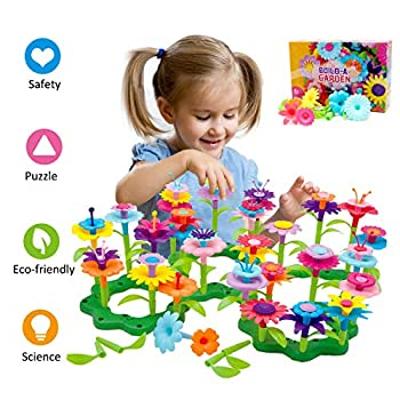 Byserten Gifts for 3-6 Year Old Girls Flower Garden Building Set 98 PCS Arts an